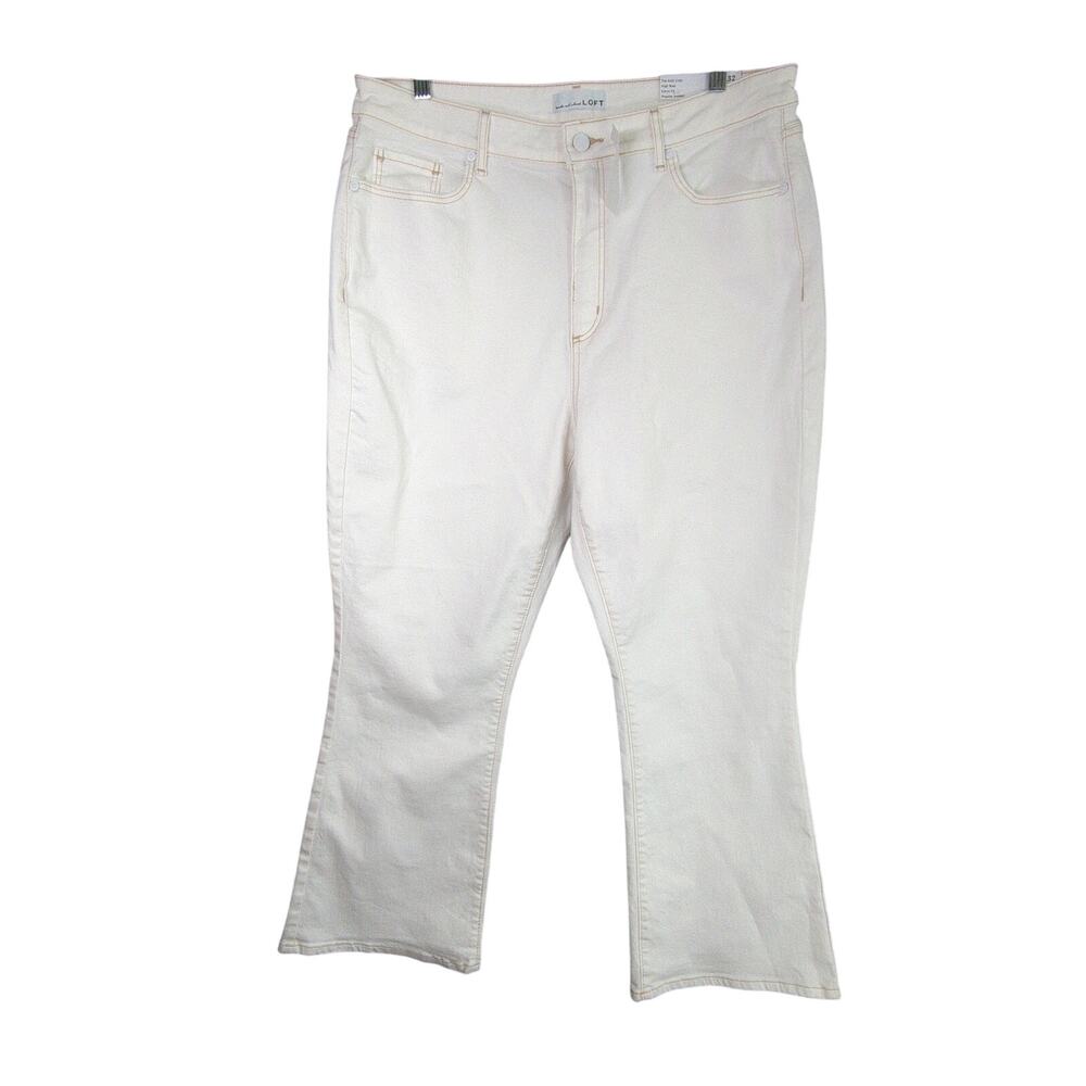 Loft Kick‎ Crop Jeans Womens 32 White Stretch Curvy Fit High Rise New